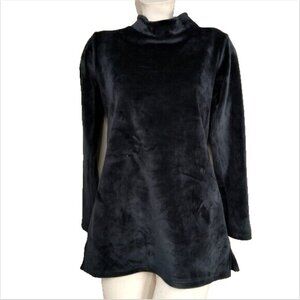 ORAKI Black Velour Mock Neck Tunic Top sz M NEW